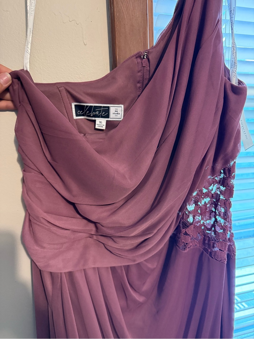 NWT David’s Bridal Celebrate DB Studio One Shoulder Bridesmaid Dress Size 16